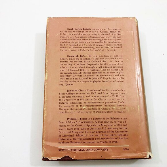 Roberts Rules of Order Newly revised 1970 HB DC Enlarged Edition by S C Robert - Picture 2 of 13